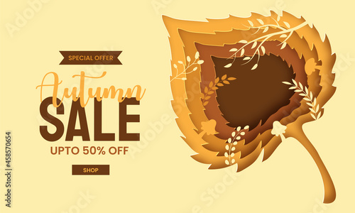 Maple fall leaf paper cut design for autumn season with hot deal sale biggest discount advertising