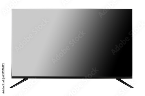 Contemporary huge LED monitor of rectangular shaped TV set on white isolated background