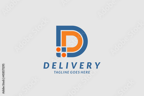 initial D P graphic logo design concept illustration