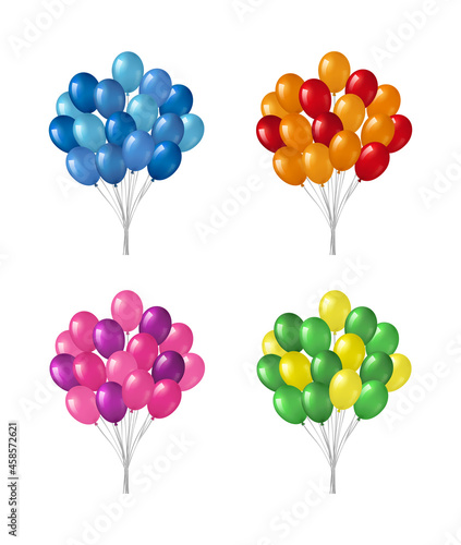 Bunches of helium balloons.