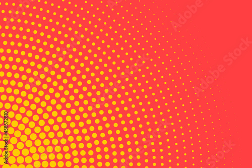 abstract yellow circular halftone dots vector on orange background