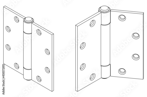 Vector isometric butt door hinge