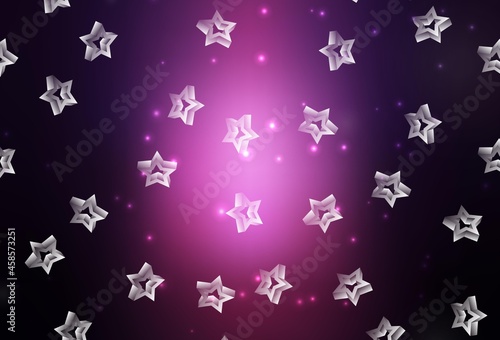Dark Pink vector template with sky stars. © smaria2015