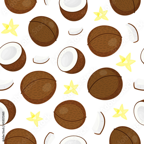 Seamless pattern with coconuts.