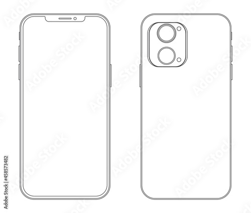 Vector modern mobile phone line art