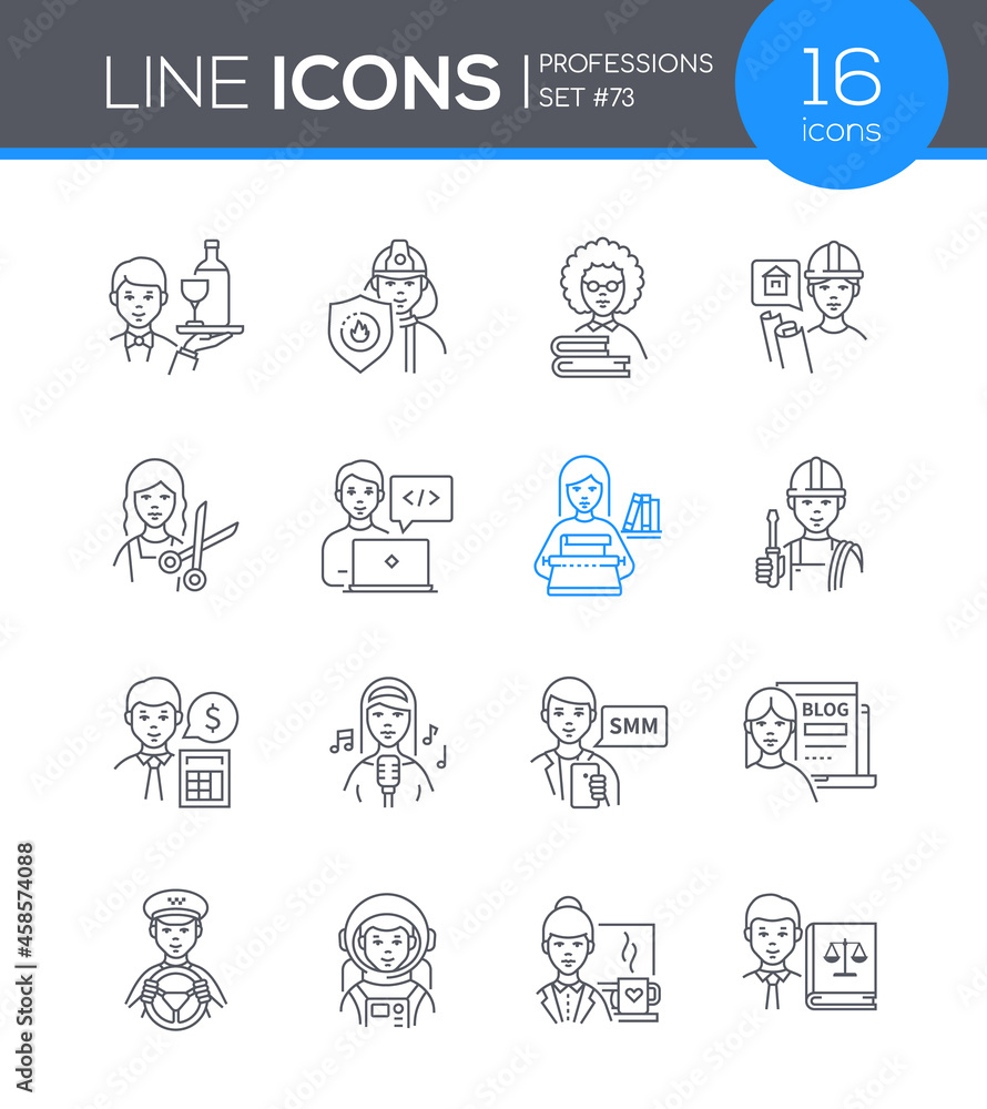 Professions - modern line design style icon set