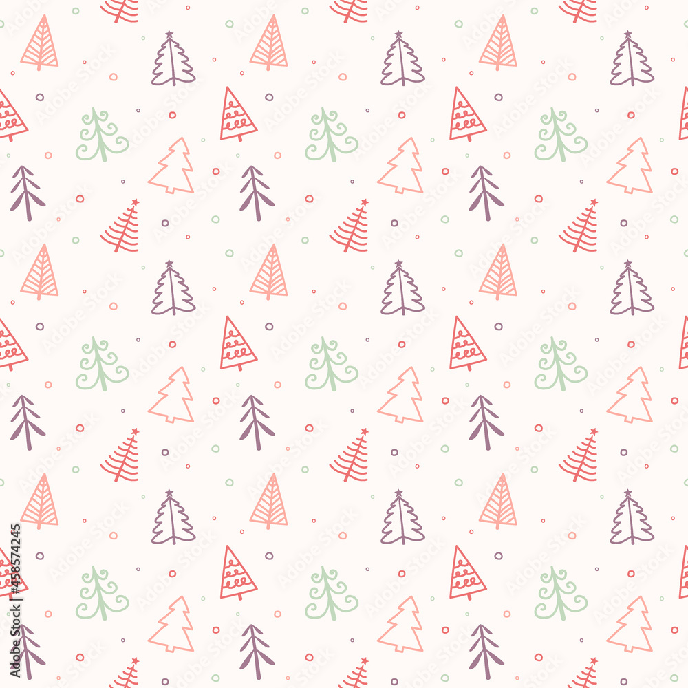 Concept of a seamless pattern with Christmas trees. Xmas background. Vector Concept of a seamless pattern with Christmas trees. Xmas background. Vector