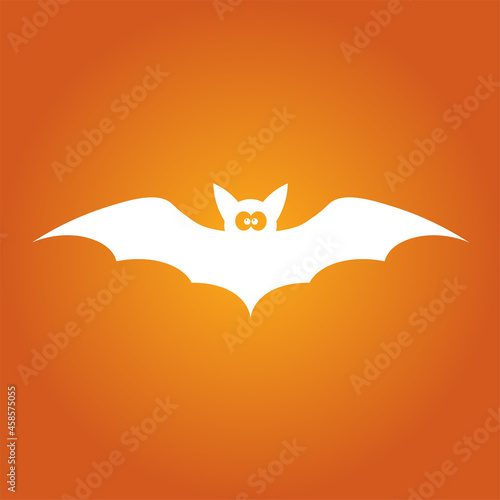 Simple illustration of white bat silhouette for halloween day