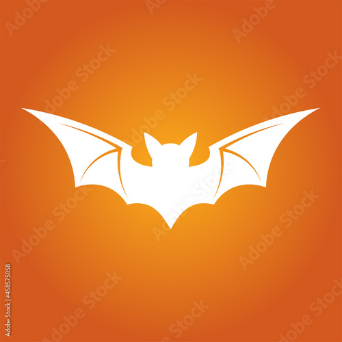 Simple illustration of white bat silhouette for halloween day