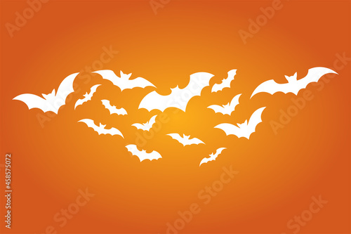 Simple illustration of white bat silhouette for halloween day