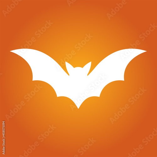 Simple illustration of white bat silhouette for halloween day