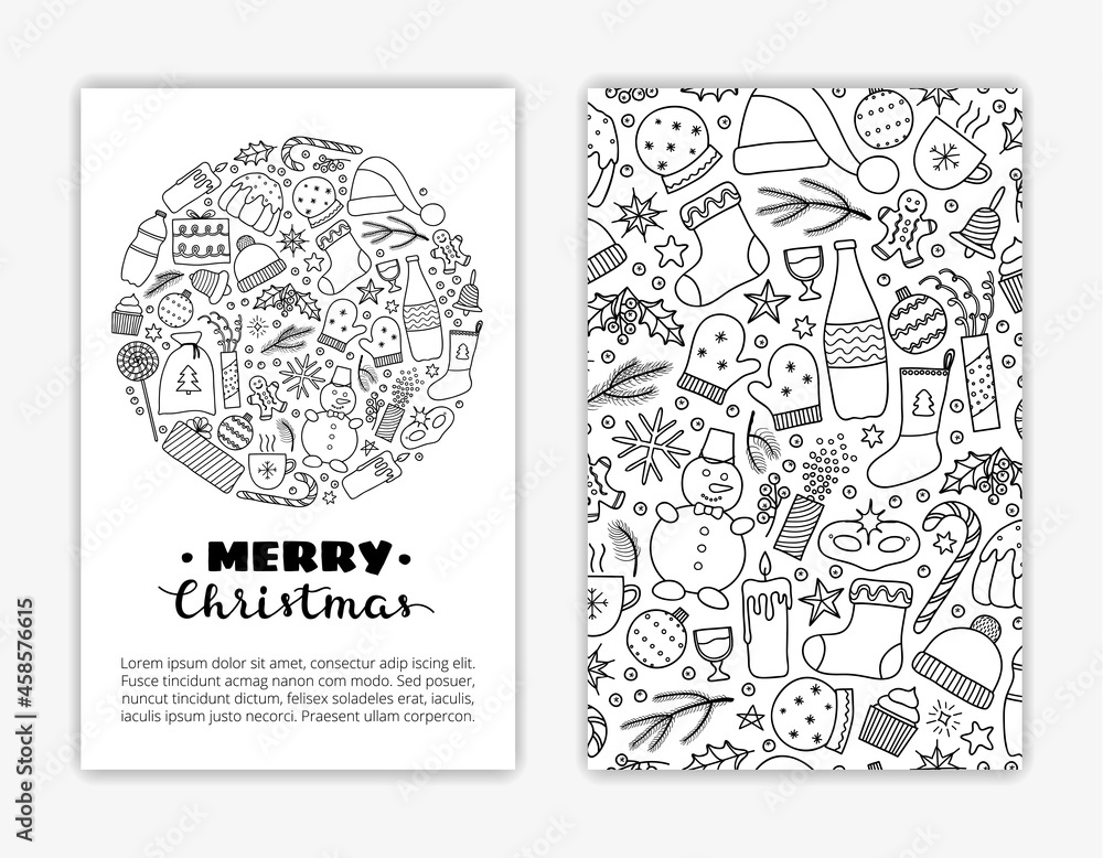 Card templates with Christmas items.