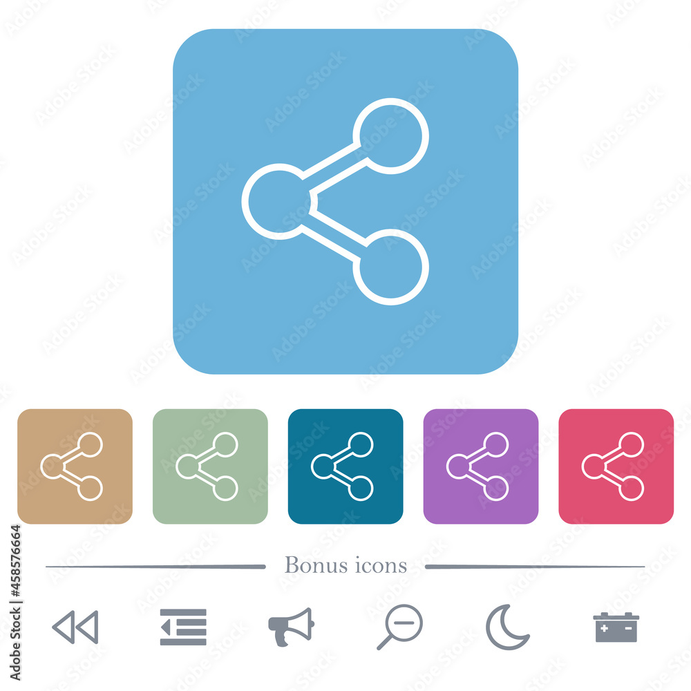 Share outline flat icons on color rounded square backgrounds Share outline flat icons on color rounded square backgrounds