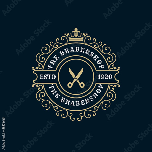 Vintage ornamental vector with floral ornament Suitable for whiskey, liquor, beer, brewery, wine, barber shop, coffee shop, tattoo studio, salon, boutique, hotel, shop signage engraving illustration