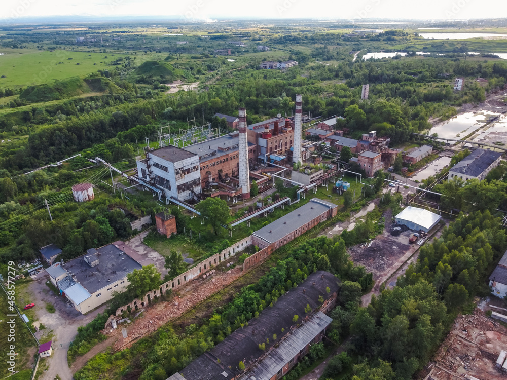 Abandoned factory in Ukraine Novyy Rozdil aerial