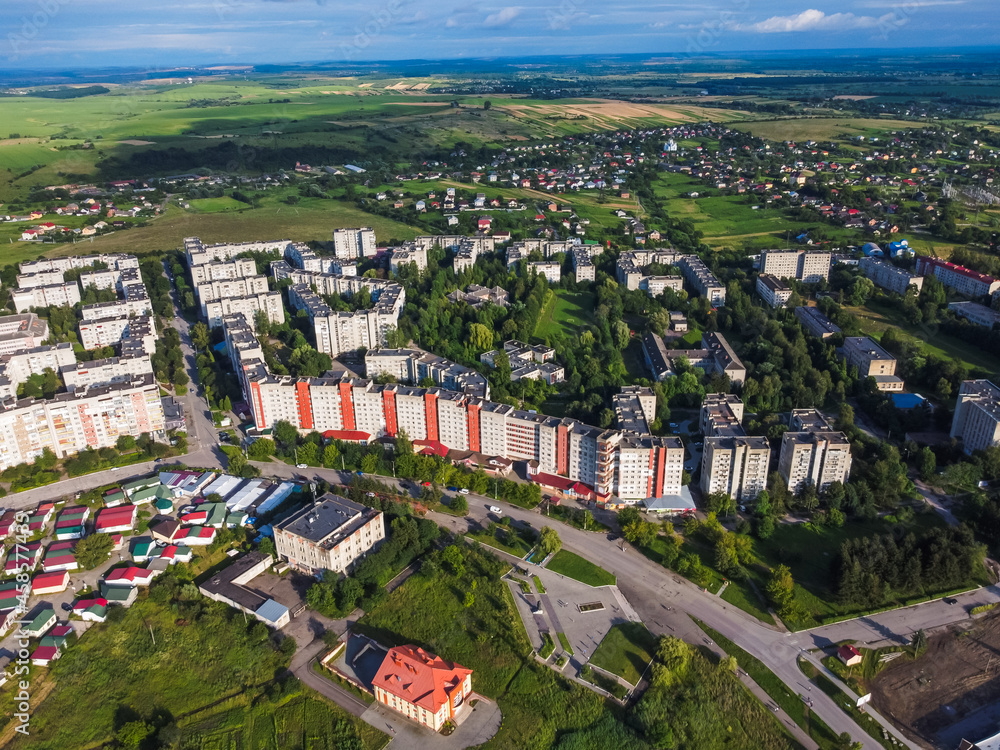 Panorama of city Noviy Rozdil Ukraine aerial