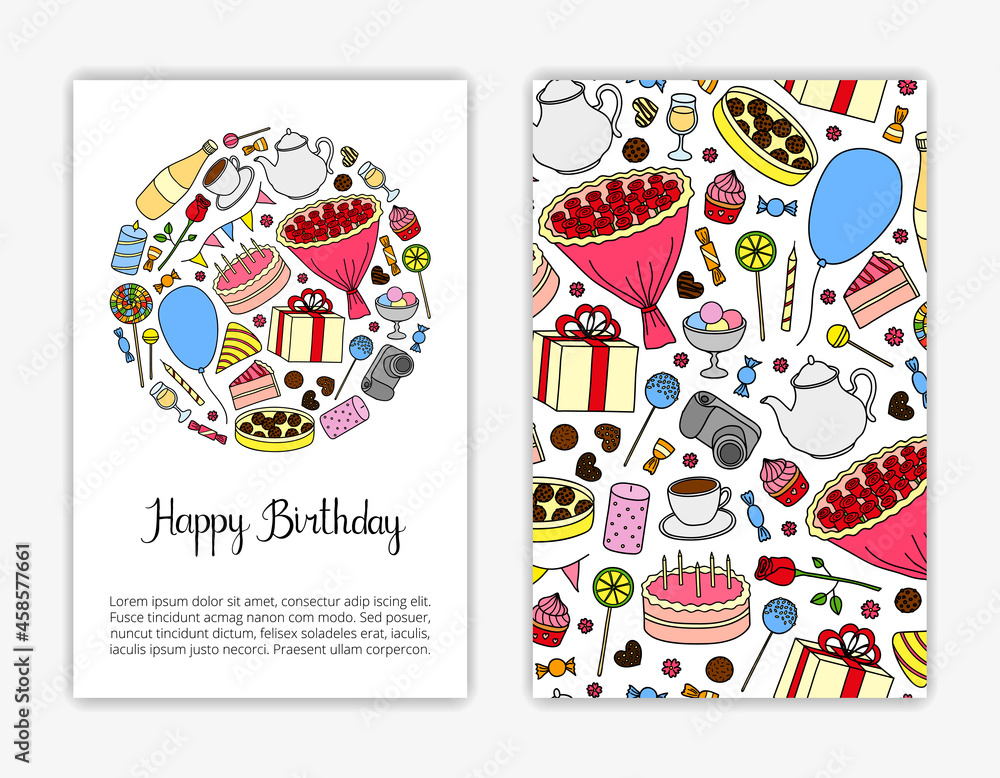 Card templates with hand drawn holiday items. Card templates with hand drawn holiday items.