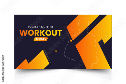 gym and fitness training, creative business idea and web banner template, exercise thumbnail and web banner template Vector design attractive thumbnail any kind of video