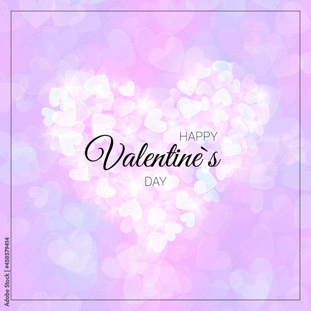Pastel valentines card with glittering heart