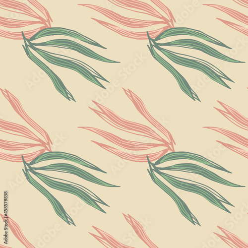 Abstract seaweeds seamless pattern on light background.