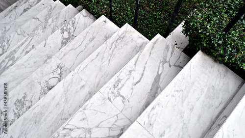 White marble stair, fence with background