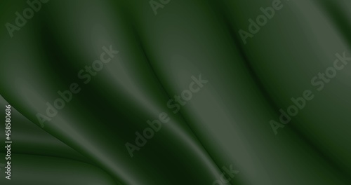 Silk green fabric with 3D waves. Abstract digital canvas in motion.
