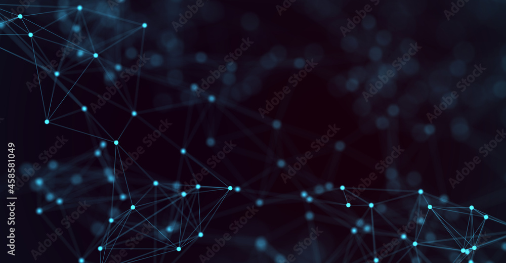 Abstract futuristic - technology with polygonal shapes on dark blue background. Design digital technology concept. 3d illustration.