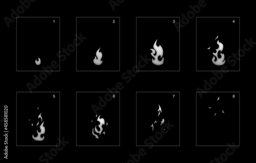 Smoke explosion effect. Smoke animation effect. Animation sprite sheet for games, cartoon or animation. vector style animation effect.