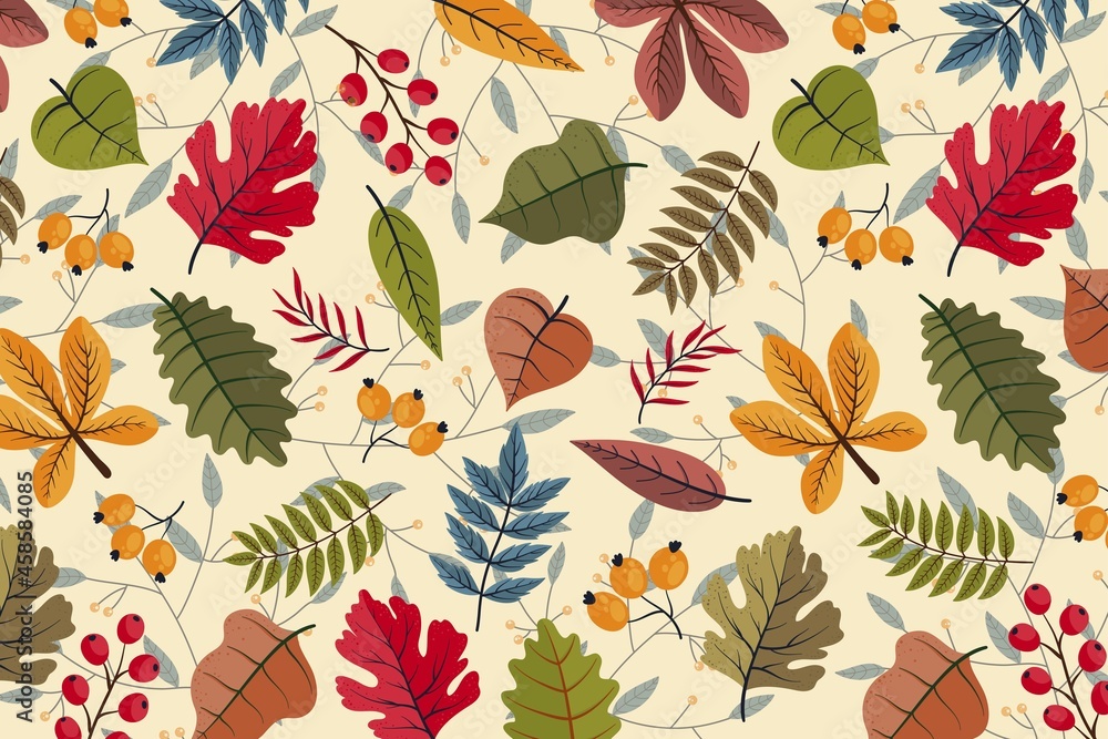 hand drawn autumn leaves background vector design illustration hand drawn autumn leaves background vector design illustration