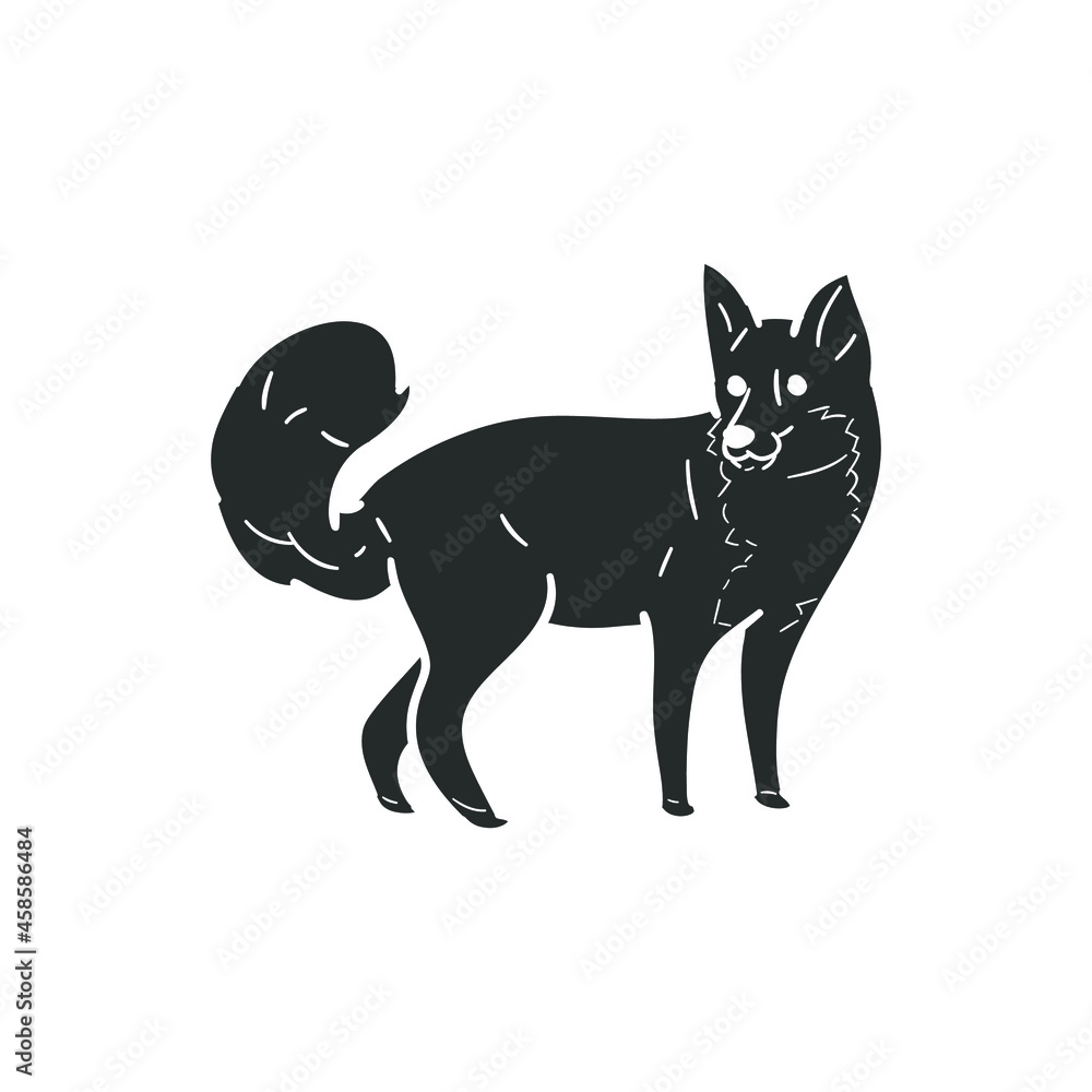 Fox Animal Icon Silhouette Illustration. Woodland Fauna Vector Graphic Pictogram Symbol Clip Art. Doodle Sketch Black Sign.