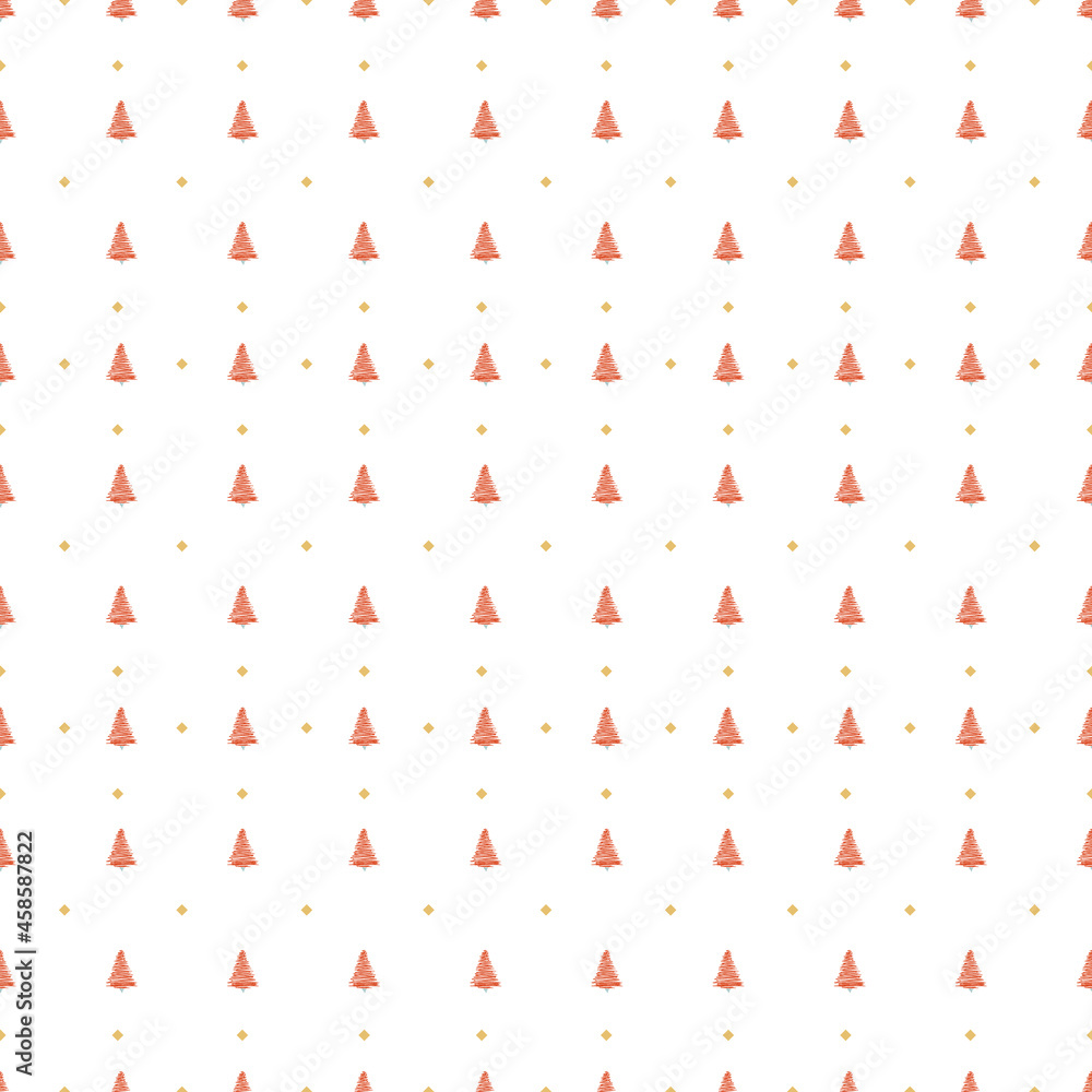 Sketch Christmas Tree Seamless Pattern, New Year Background