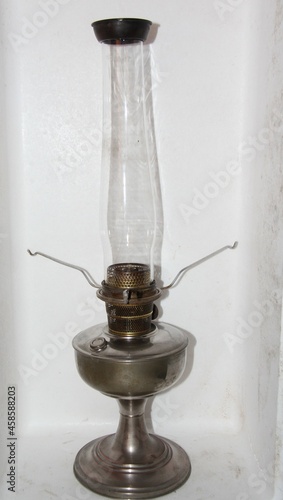 old oil lamp in metal.
