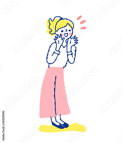 声援を送る若い女性