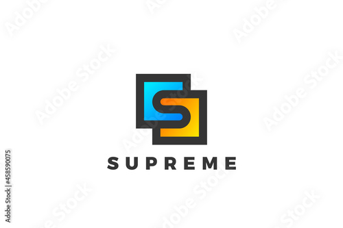 Letter S Logo design Corporate Media vector template Square shape style.