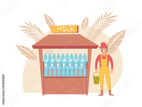 Selling Milk Illustration