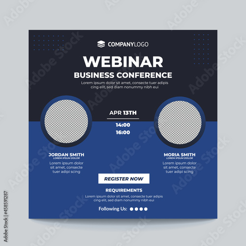 Conference webinar social media post template concept design. online marketing promotion banner.