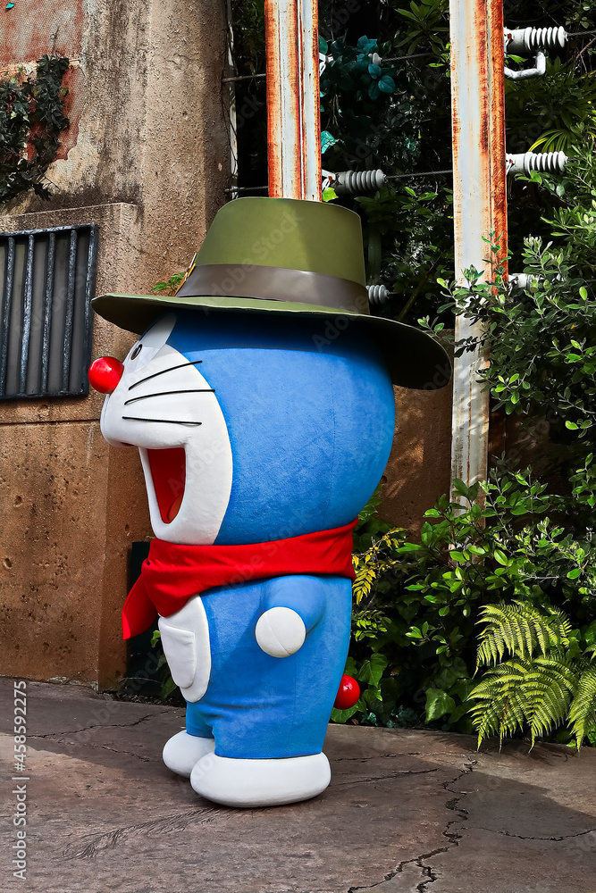 Osaka, Japan June 17, 2020 Doraemon statue is a cartoon character
