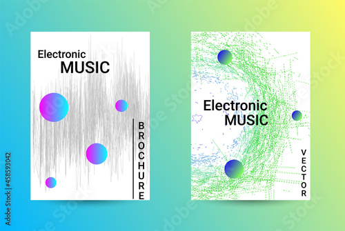 Set of modern abstract musical backgrounds. Sound flyer for creating a fashionable cover, banner, poster, booklet.