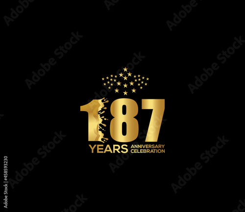 Celebration of Festivals Days 187 Year Anniversary, Invitations, Party Events, Company Based, Banners, Posters, Card Material, Gold Colors Design