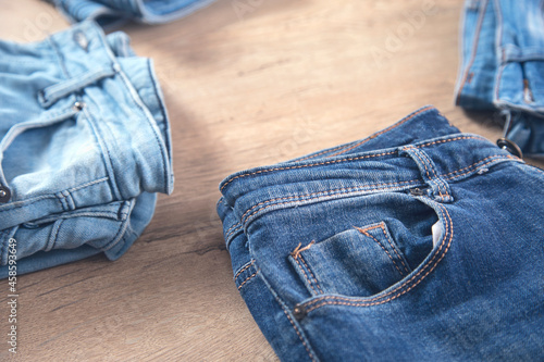 jeans on the wooden background