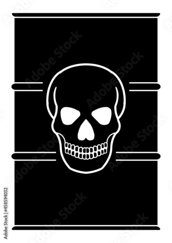 ngi1291 NewGraphicIcon ngi - german - giftig . Fass mit Totenkopf . (Giftmüll / Altlasten) english - toxic . barrel with skull . (chemical drum) isolated on white - DIN A4 xxl g10743 photo