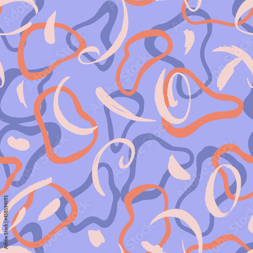 Abstract geometric seamless pattern with chaotic Irregular shapes. Flat drawing. Simple modern ornament for background, sportswear, fabric and textile.