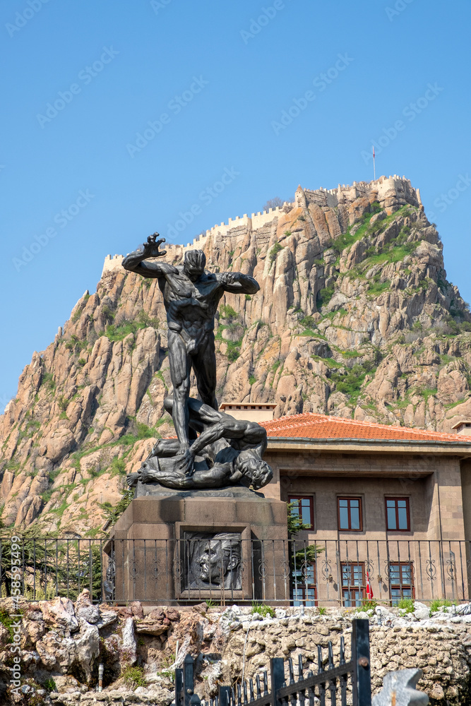 Obraz premium Ancient historic castle in Afyon Karahisar, Turkey