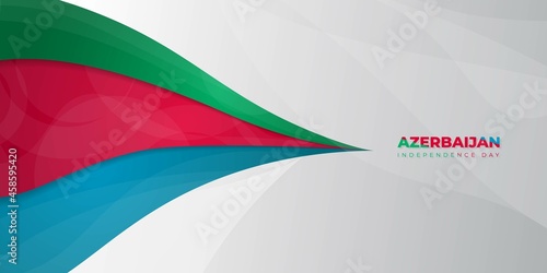Blue, red, and green abstract design with white background. Azerbaijan Independence day.