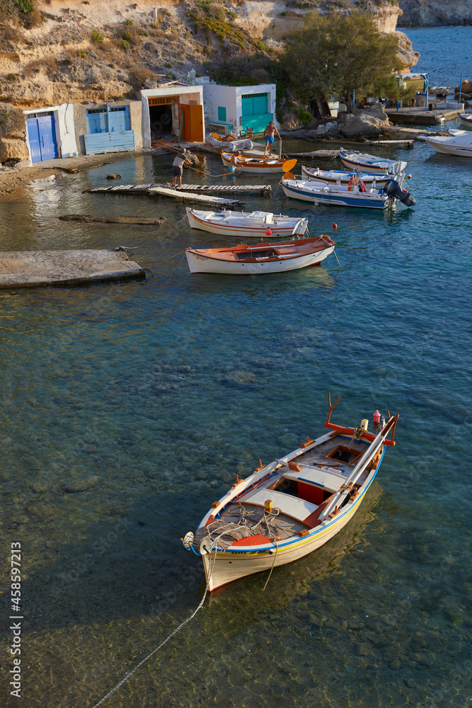 The picturesque fishing village of Mandrakia, Milos, Greece