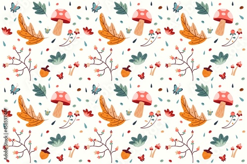 hand drawn autumn leaves background vector design illustration