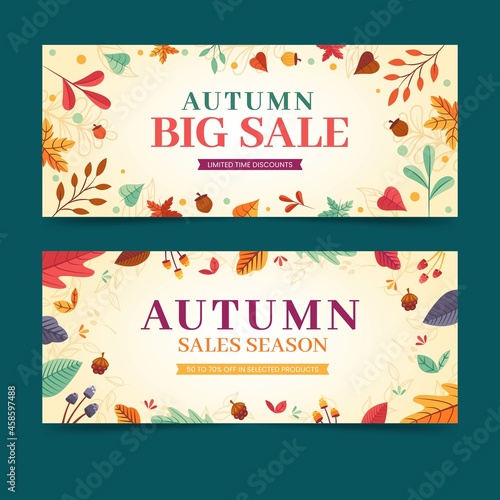 hand drawn autumn sale banners template vector design illustration