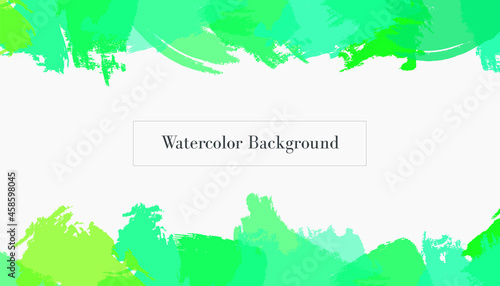 Green watercolor background design graphics template vector. light abstract organic green watercolor background wallpaper. green grunge watercolor frame design vector