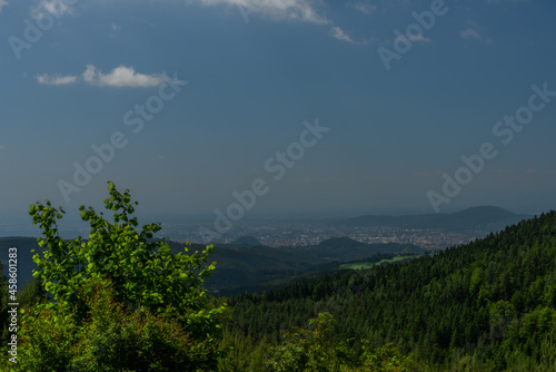 Graz city and hills near Sankt Radegund town in summer fresh morning