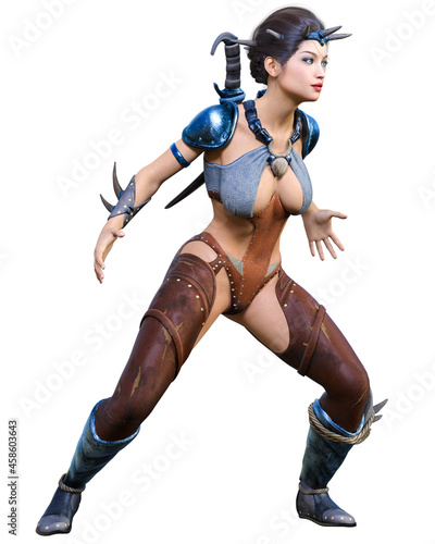 Warrior amazon woman with daggers.